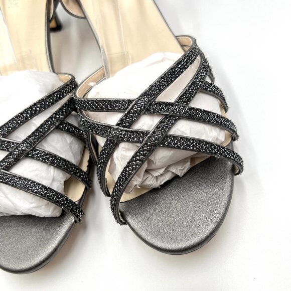 12W 12 WIDE WIDTH Touch Ups Amara Pewter‎ Silver Kitten Heel Dress Sandals Shoes - Picture 4 of 14